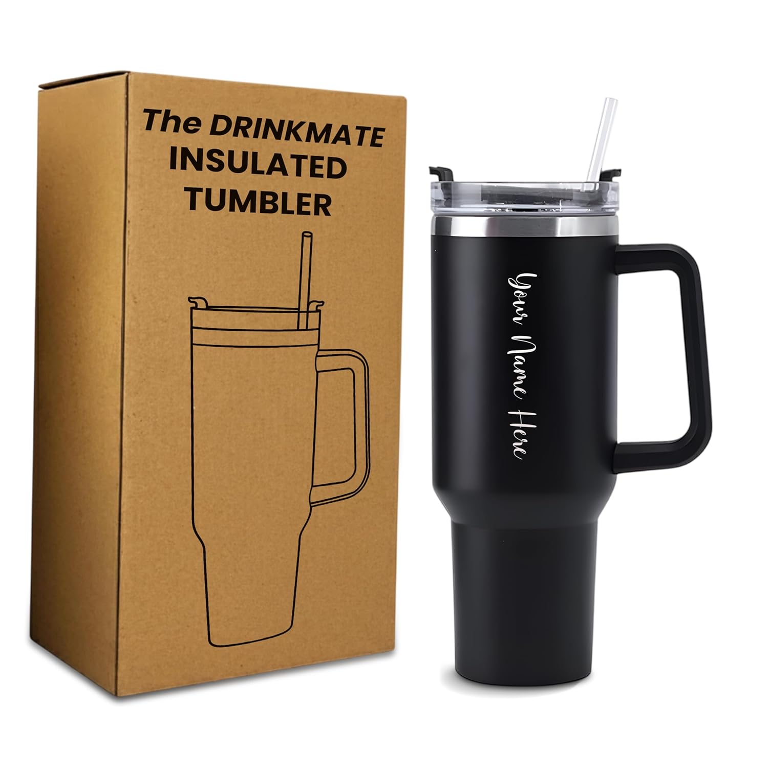 Black Stainless Steel Straw Tumbler