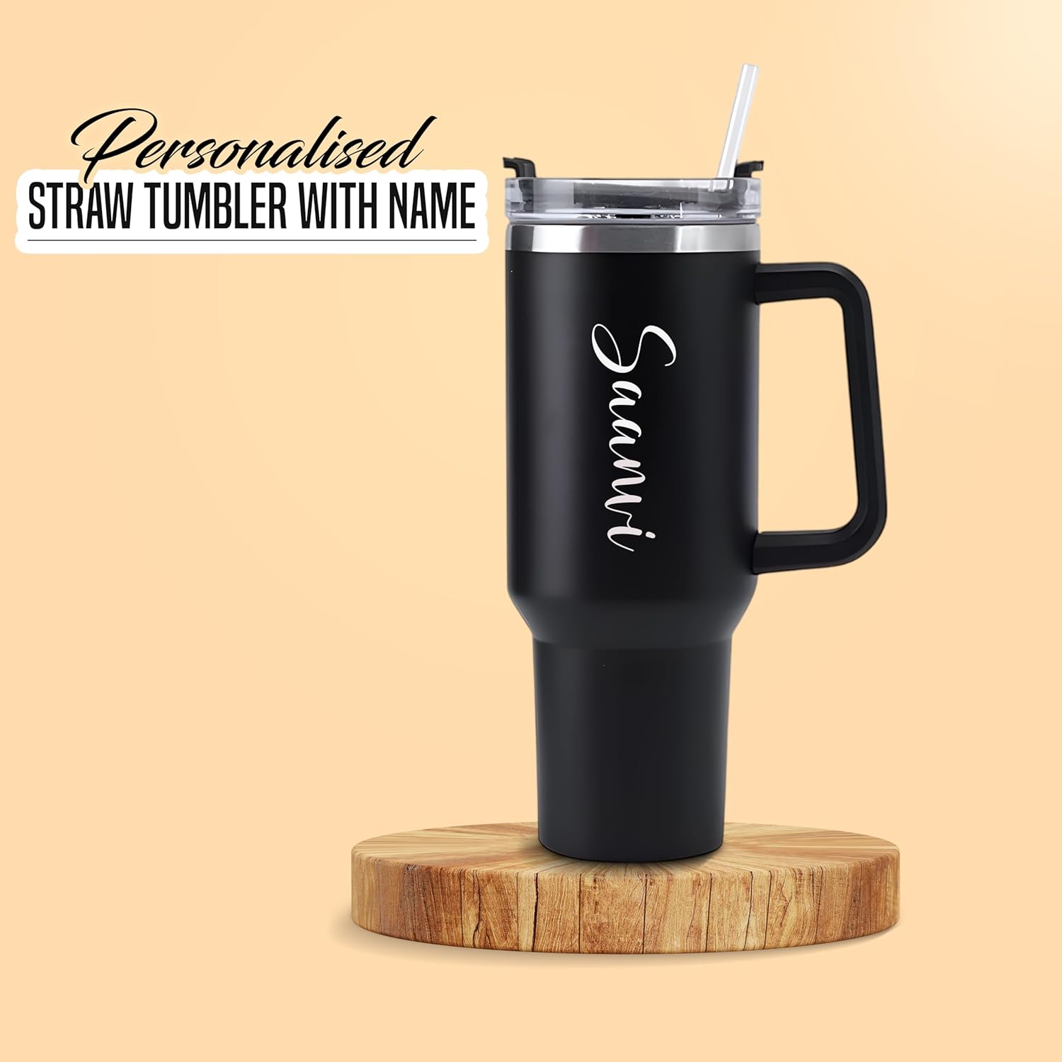 Black Stainless Steel Straw Tumbler